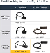 StarTech.com USB C to SATA Adapter - External Hard Drive Connector for