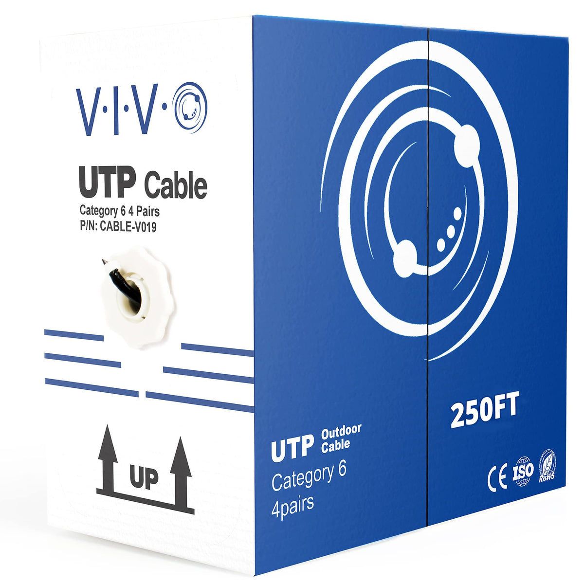 VIVO Waterproof 250ft Bulk Cat6 Wire, CCA Ethernet Cable, 23 AWG, UTP