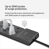Belkin Power Strip Surge Protector with 8 Outlets, 6 ft Long Flat Plug
