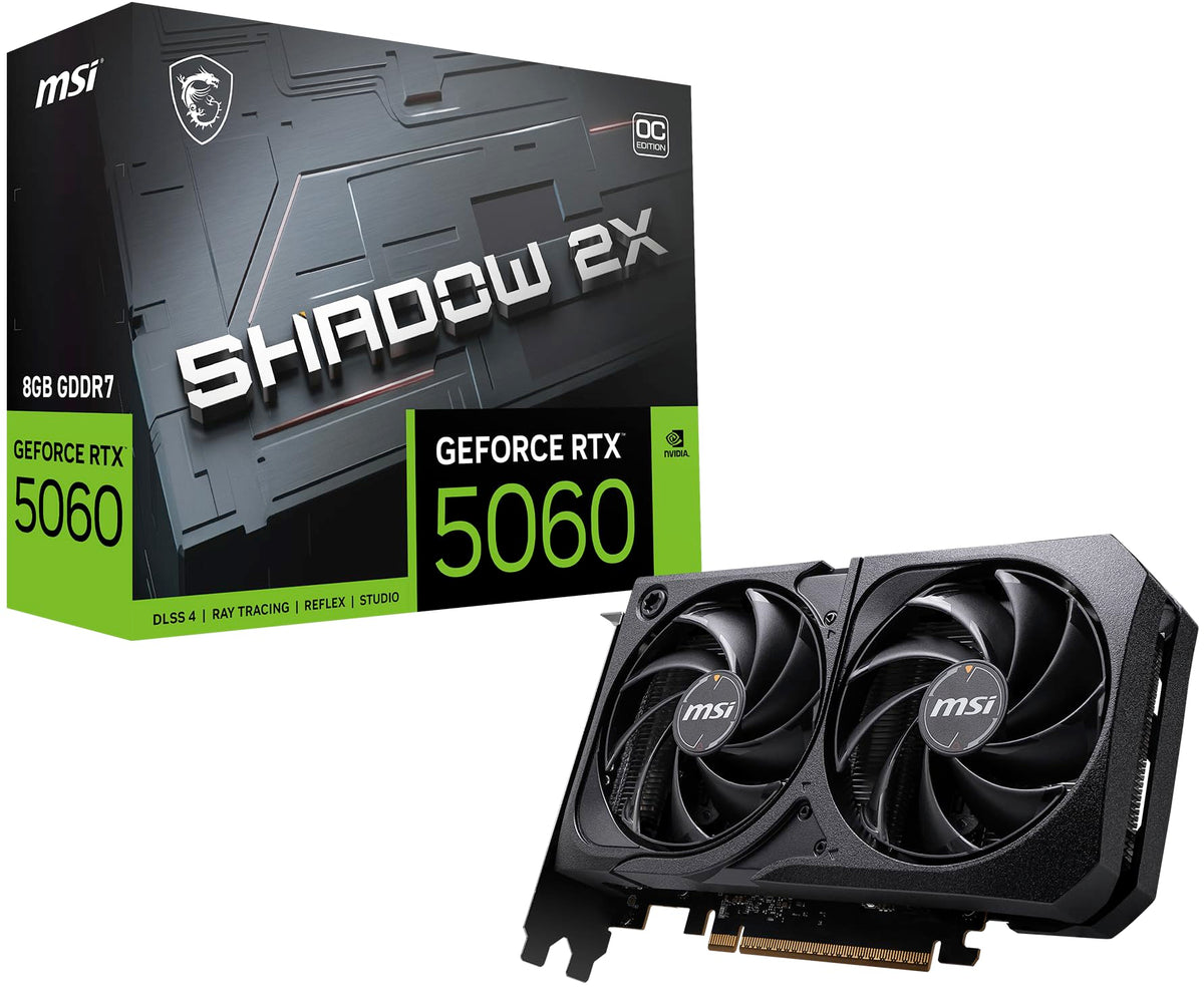 MSI Gaming RTX 5060 8G Shadow 2X OC Graphics Card (8GB GDDR7,TBA-bit,