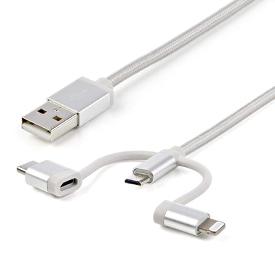 StarTech.com USB Multi Charging Cable - 3.3 ft / 1m - Lightning/USB-C/