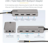 StarTech.com USB-C Docking Station for Windows and ChromeOS, Triple 4K