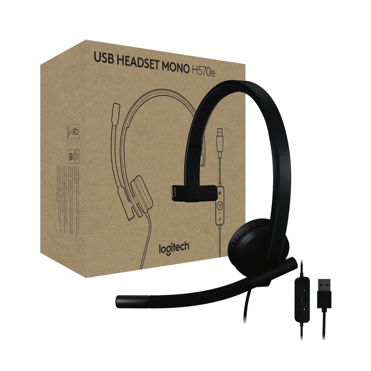 Logitech H570e USB Headset with Microphone for PC and Mac, USB-A Wired