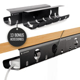 STARTECH 2-PACK UNDER DESK CABLE MANAGEMENT TRAY, 42IN LONG (21IN PER TRAY), METAL SLOTTED STYLE CABLE ORGANIZER, SCREW-ON INSTALL, POWER BAR HOLDER,