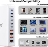 Chargeur Targus Hyperjuice 145W PD 3.1 USB-C/A (3 ports USB-C/1 port USB-A) avec ADAPTATEURS de voyage + Câble C8