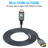 Twozoh Mini HDMI to HDMI Cable 5M, 4K 60Hz High-Speed HDMI to Mini HDM