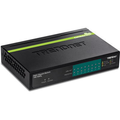 TRENDnet 8-Port Gigabit PoE+ Switch, 8 x Gigabit PoE+ Ports, 16 Gbps S