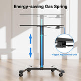 ViewSonic Electric Height Adjustable Mobile Cart with Smooth Motorized LIFT, Laptop Tray, Black.