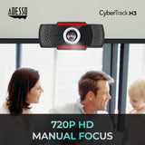 Adesso CyberTrack H3 Webcam 720P HD with Built-in Microphone - USB Plu