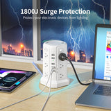 PASSUS Tower Power Bar with Surge Protector,10 FT Long Extension Cord