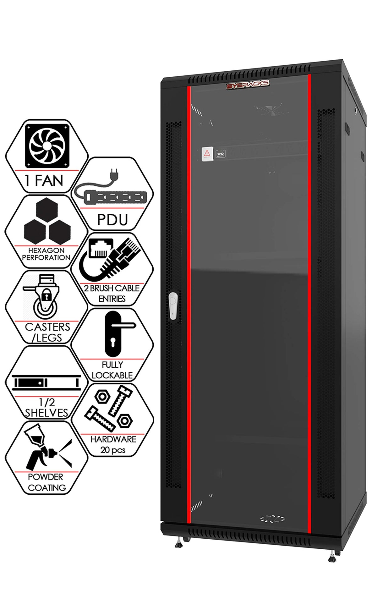 Armoire de serveur murale 27U, profondeur 24