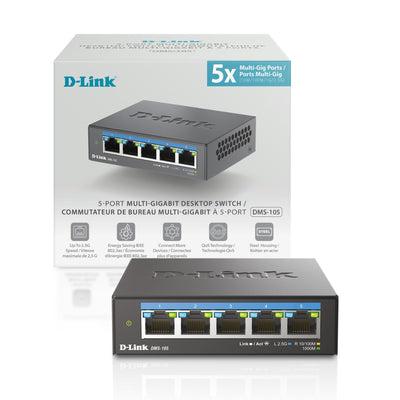D-Link 5-Port 2.5GB Unmanaged Gaming Switch with 5 x 2.5G - Multi-Gig