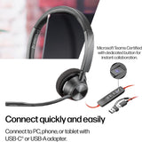 Poly Blackwire 3320 Wired Headset (Plantronics) – Flexible Microphone