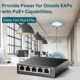 TP-Link Commutateur PoE 5 ports Gigabit, 4 ports PoE+ @65W, Easy Smart (TL-S