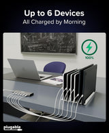 Plugable 6 Port USB C Charging Station, Up to 100W Charger for Multipl