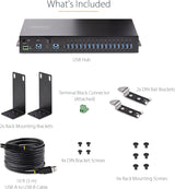 StarTech.com 16-Port Industrial USB 3.0 Hub 5Gbps, Metal, DIN/Surface/
