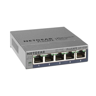 NETGEAR 5-Port Gigabit Ethernet Plus Switch (GS105Ev2) - Managed, Desk