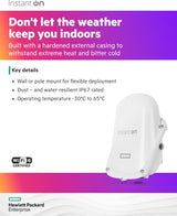 HPE Networking Instant On Access Point AP27 2x2 WiFi 6 Outdoor Wireles