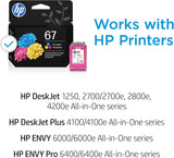 Cartouche d'encre trois couleurs originale HP 67 | Compatible avec les imprimantes HP DeskJet 1255, 2