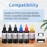 6-Pack Universal Dye Ink Refill Kit for All HP Canon Epsn Brother Prin