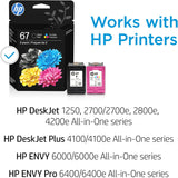 Original HP 67 Black/Tri Color Ink Cartridges (2 Pack), Works with HP