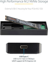 StarTech.com USB-C 10Gbps M.2 NVMe PCIe SSD Enclosure - Rugged Aluminu