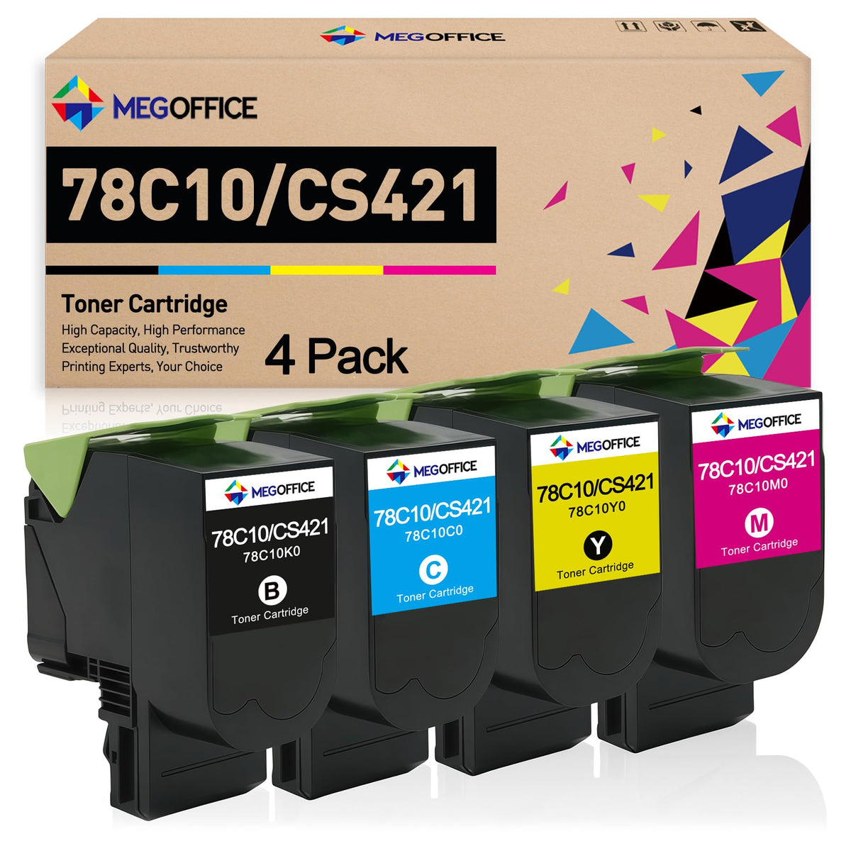 Compatible 78C10 Toner Cartridge for Lexmark 78C10K0 78C10C0 78C10M0 7