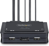 StarTech.com 2-Port Hybrid USB-C DisplayPort Cable KVM Switch, 4K 60Hz