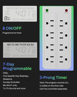 BN-LINK 8 Outlet Surge Protector with 7-Day Digital Timer (4 Outlets T
