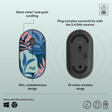 Souris sans fil compacte ambidextre silencieuse Logitech M340 - Feuilles florales