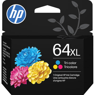 Original HP 64XL Tri-Color High-Yield Ink Cartridge, Works with HP En