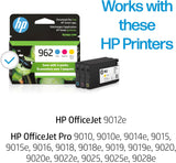 Cartouches d'encre HP 962 cyan, magenta, jaune d'origine (lot de 3), fonctionne