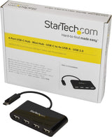 STARTECH Hub USB-C 4 ports, USB-C vers 4 ports USB-A, Hub USB alimenté, USB 2.0