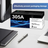 305A Black Toner Cartridges 2-Pack Compatible 305A Replacement for HP