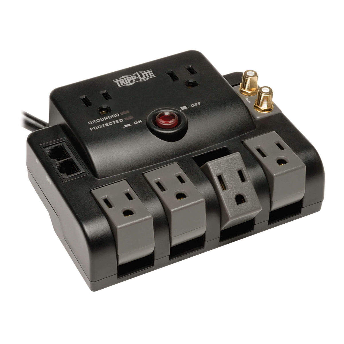 Tripp Lite 6 Outlet (4 Rotatable, 2 Fixed) Surge Protector 6 ft Cord 1