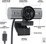 Logitech MX Brio Webcam Ultra HD 4K pour collaboration et diffusion en continu, 1080p à