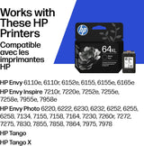 Original HP 64XL Black High-Yield Ink Cartridge, Works with HP Envy P