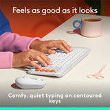 Logitech POP ICON Keys Clavier sans fil Bluetooth - Blanc cassé et Orange