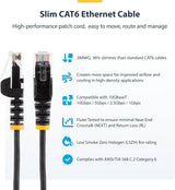 StarTech.com 6 in CAT6 Cable - Slim CAT6 Patch Cord - Black Snagless R