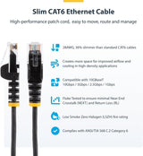 StarTech.com 50ft Black Slim CAT6 Ethernet Cable, Snagless RJ45, LSZH