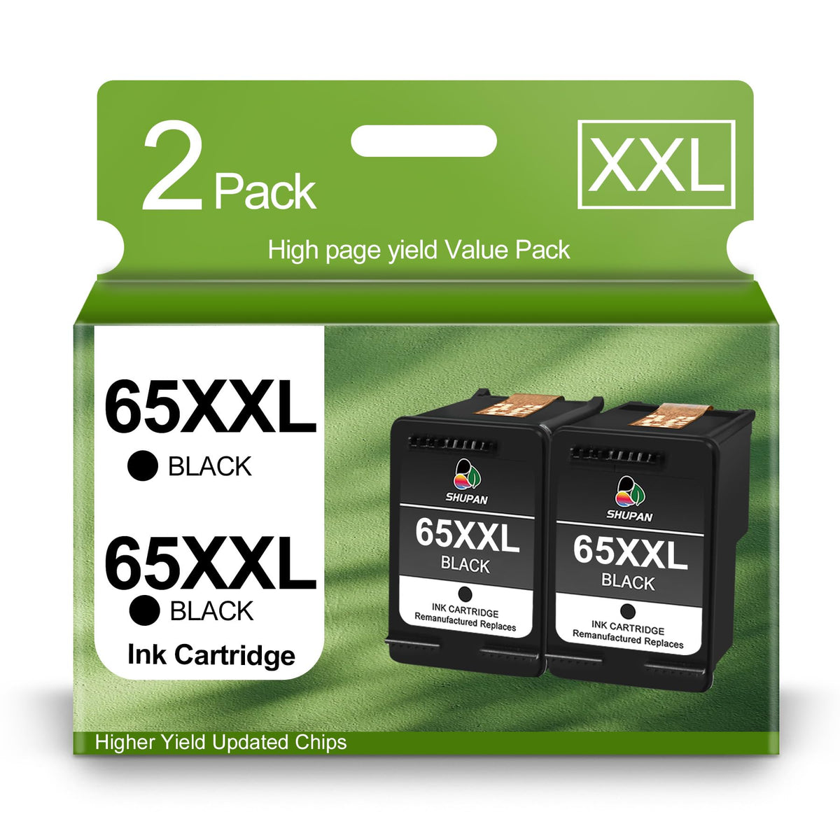 65XXL Black Ink Cartridges High Yield Compatible with HP Ink 65 65XL W