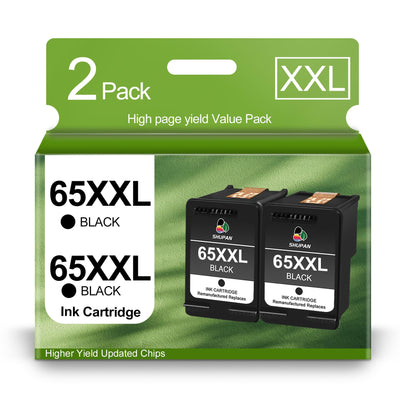 65XXL Black Ink Cartridges High Yield Compatible with HP Ink 65 65XL W