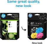 Original HP 67 Black/Tri Color Ink Cartridges (2 Pack), Works with HP