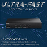 TRENDnet 8-Port Unmanaged 2.5G Switch, 8 x 2.5GBASE-T Ports, 40Gbps Sw