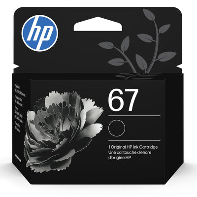 Cartouche d'encre noire HP 67 d'origine, compatible avec les imprimantes HP DeskJet 1255, 2700
