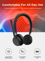 Lenovo Wireless Stereo Headset, Noise Cancelling Mic, Bluetooth 5.3 Mu