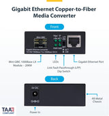 Startech MCMGBSCSM10 10M Fiber Media Converter SM 1000BASE-LX