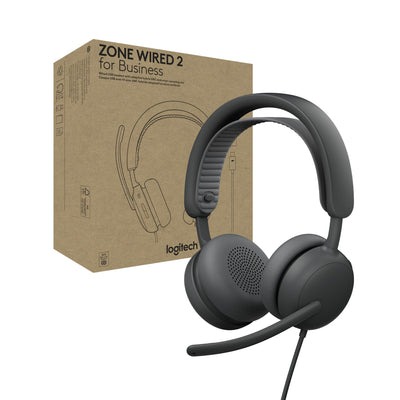 Logitech Zone Wired 2 for Business - Noise-Canceling Headset with Adap