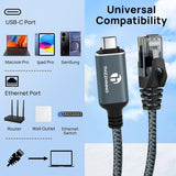 USB C to Ethernet Cable 15FT/5M, Type C to RJ45 Gigabit LAN Network Ad