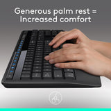 Logitech MK345 Wireless Combo Full-Sized Keyboard with Palm Rest and C